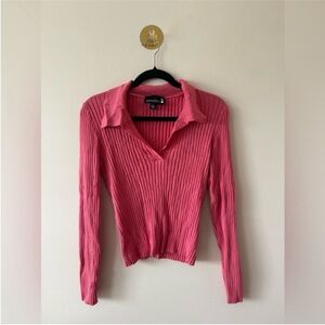 Broadway Knit Pink V Neck Sweater Top Medium